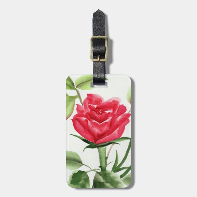 Etiqueta De Bagagem Rosa vermelha (Frente Vertical)