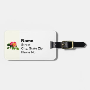 Etiqueta De Bagagem Rosa vermelha com Ouro amarelo central