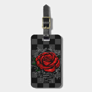 Etiqueta De Bagagem Rosa Vermelha Grafite Xadrez Streetwear Arte Urban