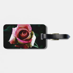 Etiqueta De Bagagem Rosa vermelha pintada a óleo