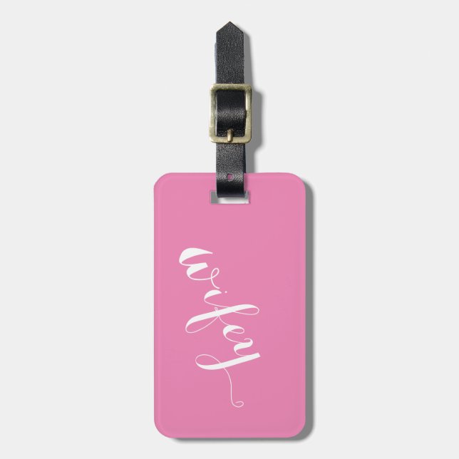 Etiqueta de Bagagem Rosa Wifey (Frente Vertical)