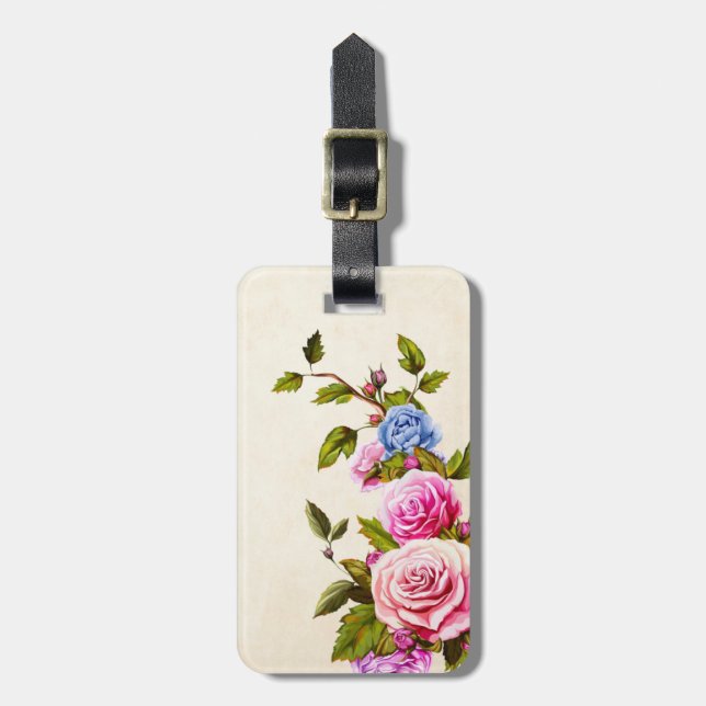 Etiqueta De Bagagem Rosas de Aquarela (Frente Vertical)