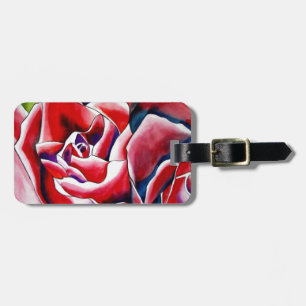 Etiqueta De Bagagem Rosas de arte originais cor-de-água rosa