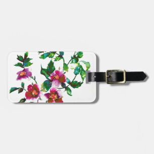Etiqueta De Bagagem Rosas florais de cor-de-água magenta-rosa elegante