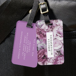 Etiqueta De Bagagem Rosas Florais Peônia Rosa Personalizadas