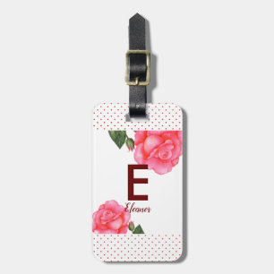 Etiqueta De Bagagem Rosas Rosa De Água Monograma Floral