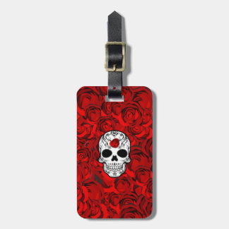 Etiqueta De Bagagem Rosas são vermelho Dia do Crânio de Açúcar Morto