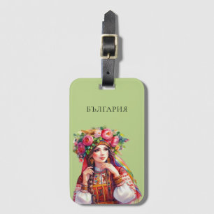 Etiqueta De Bagagem Rosas vermelhas de Mulher Folclore Búlgara