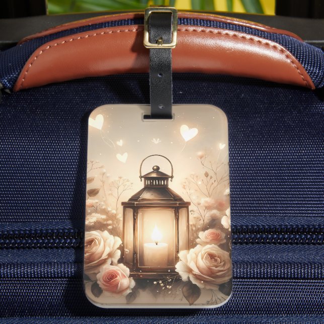 Etiqueta De Bagagem Rose Lantern Glow Bouquet (Frente Insitu 2)