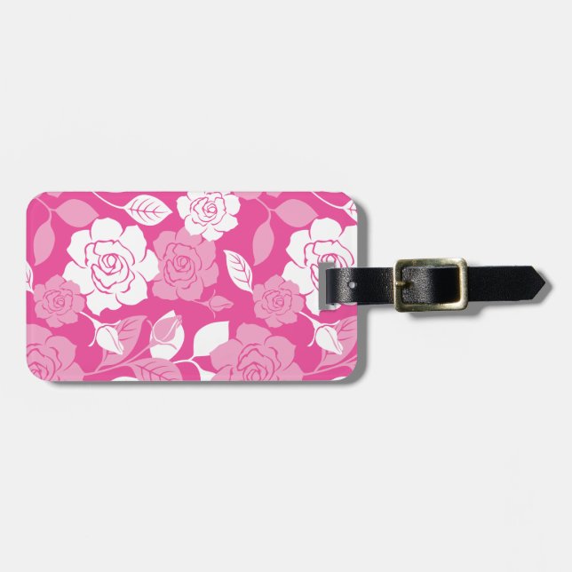 ETIQUETA DE BAGAGEM ROSE PATTERN (PINK) (Frente Horizontal)