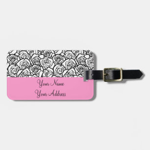 Etiqueta De Bagagem Roseiras negras e brancas de Girly Vintage