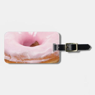 Etiqueta De Bagagem Rosquinha do fosco do rosa da comida da sobremesa
