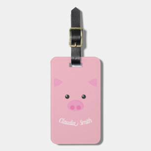 Etiqueta De Bagagem Rosto cor-de-rosa