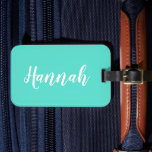Etiqueta De Bagagem Roteiro Moderno Personalizado Nome Divertido Legal<br><div class="desc">Personalize esta divertida e moderna etiqueta de bagagem com caligrafia personalizada com o seu nome! Esta é a versão verde menta. Ótimo para suas férias de verão,  despedida de solteira,  acampamento de verão para crianças ou férias de primavera!</div>