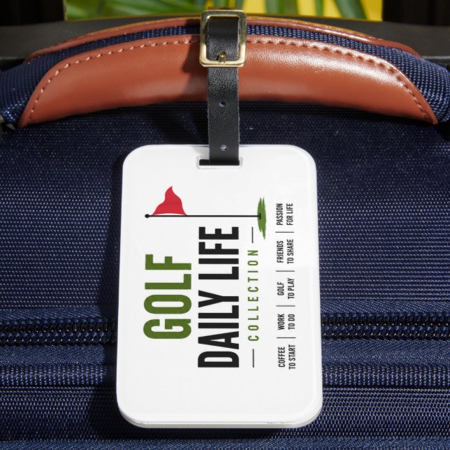 Etiqueta De Bagagem Rotina diária de golfe (Frente Insitu 2)