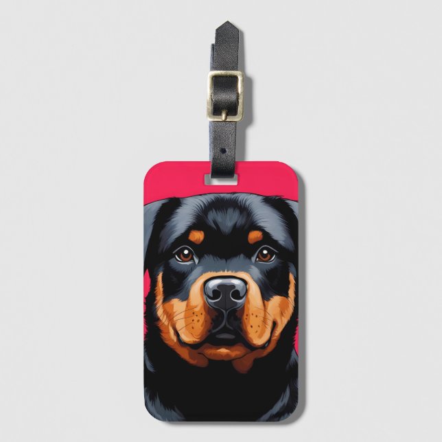 Etiqueta De Bagagem Rottweiler (Frente Vertical)