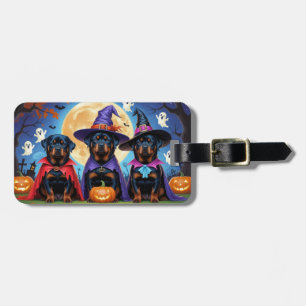 Etiqueta De Bagagem Rottweiler Cães Abóbora Halloween Engraçado