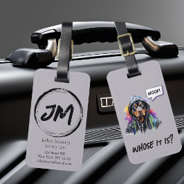 Etiqueta De Bagagem Rottweiler de salto da cinza