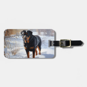 Etiqueta De Bagagem Rottweiler Deixe Nevar Natal