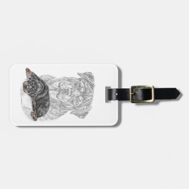 Etiqueta De Bagagem Rottweiler Dog Art (Frente Horizontal)