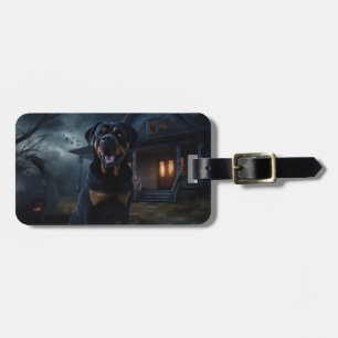 Etiqueta De Bagagem Rottweiler Halloween Assustador