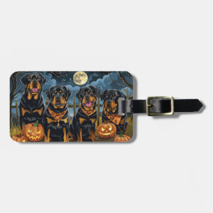 Etiqueta De Bagagem Rottweiler Halloween Assustador