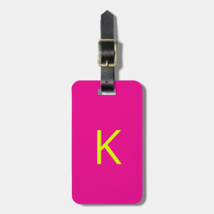 Etiqueta De Bagagem Rótulo Neon Chartreuse Amarelo Rosa Quente Monogra