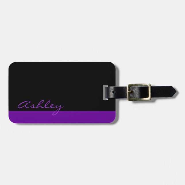 Etiqueta De Bagagem Roxo 519 Personalizado Moderno (Frente Horizontal)