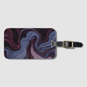 Etiqueta De Bagagem Roxo Azul Fluid Marble Âmbar da Meia-Noite