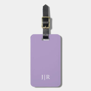 Etiqueta De Bagagem Roxo claro E branco I Monograma moderno