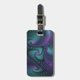 Etiqueta De Bagagem Roxo Conhece Arte Fractal Abstrato moderna Turques