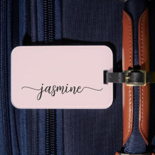 Etiqueta De Bagagem Roxo Corado Feminino Minimalista Simples com Calig