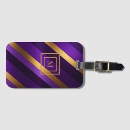 Etiqueta De Bagagem Roxo e Dourado, Monograma com distribuição diagona