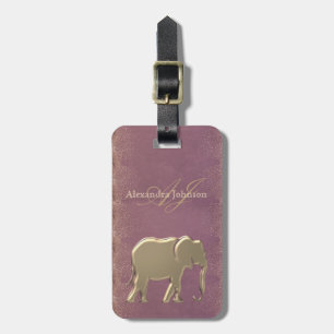 Etiqueta De Bagagem Roxo e Dourado Monogramado