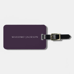 Etiqueta De Bagagem Roxo Escuro Minimalista Simples Moderno