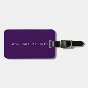 Etiqueta De Bagagem Roxo Escuro Minimalista Simples Moderno 