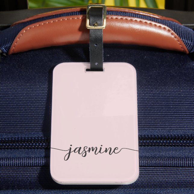 Etiqueta De Bagagem Roxo Simples Feminino Nome Monograma Script (Frente Insitu 2)
