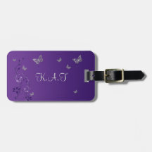 Roxo, Tag floral da bagagem da borboleta de prata