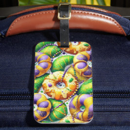 ETIQUETA DE BAGAGEM ROXO VERDE OURO BOLOS DOS REIS MARDI GRAS
