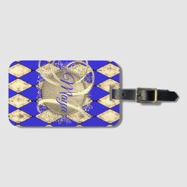 Etiqueta De Bagagem Royal Blue e Dourado Glam Monograma