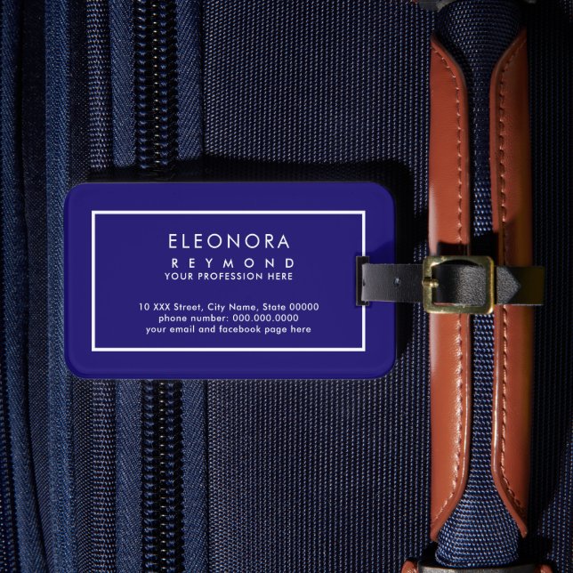 Etiqueta De Bagagem Royal Blue Elegant (Frente Insitu 4)