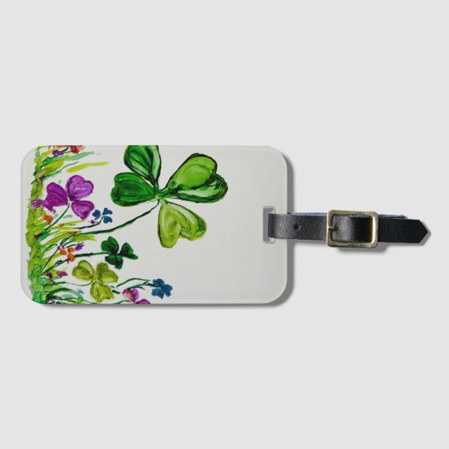 Etiqueta De Bagagem Rua Patrick's Day Lucky Clover (Frente Horizontal)