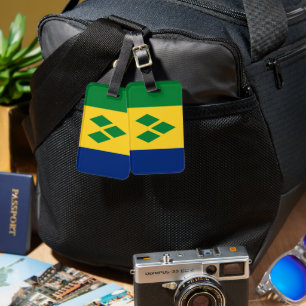 Etiqueta De Bagagem Rua Vincent e Bandeira de Granadinas Vincy