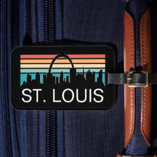 ETIQUETA DE BAGAGEM RUAS. LOUIS MISSOURI VINTAGE SKYLINE SUNSET