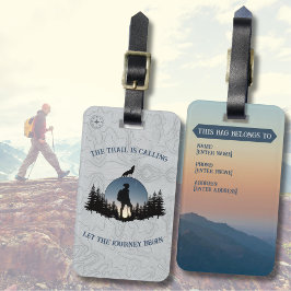 Etiqueta De Bagagem Rugged Hiking Blue Gray Topography Wilderness