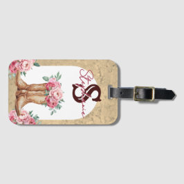 Etiqueta De Bagagem Rustic Pink Cowgirl Monogrammed Floral