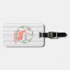 Etiqueta De Bagagem Rustic Reindeer Boho Watercolor Monograma Personal