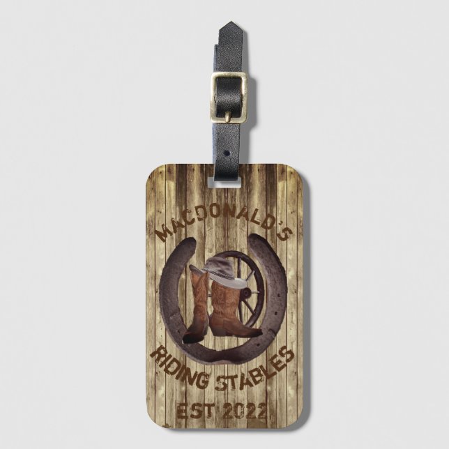 Etiqueta De Bagagem Rustic western cowboy (Frente Vertical)