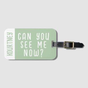 Etiqueta De Bagagem Sage Green Custom Name Modern Bold Engraçado