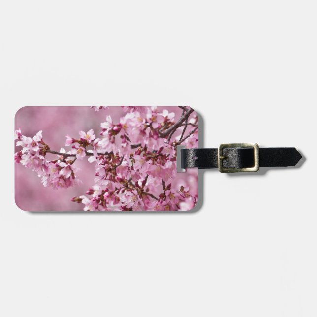 Etiqueta De Bagagem Sakura Cherry Blossoms Pastel Pink Camadas (Frente Horizontal)